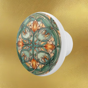 Pomo De Cerámica patrón elegante de Art Nouveau