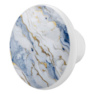 Pomo De Cerámica Patrón elegante de granito de mármol dorado blanco