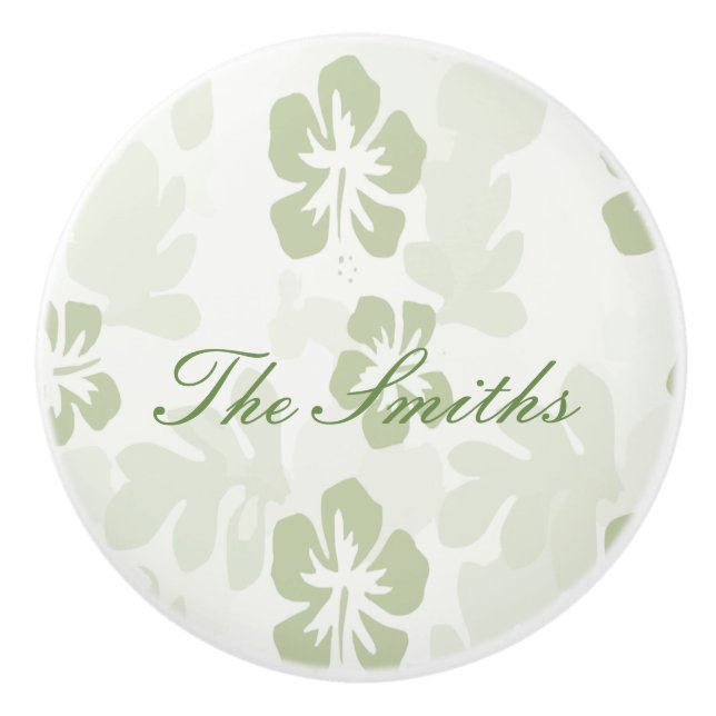 Pomo De Cerámica Patrón elegante de hibiscus silenciado (Anverso)