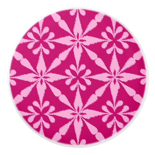 Pomo De Cerámica Patrón Estrella Ikat - Rosa Fuchsia (Anverso)