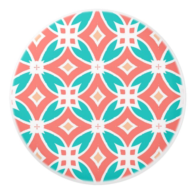 Pomo De Cerámica Patrón étnico multicolor (Anverso)