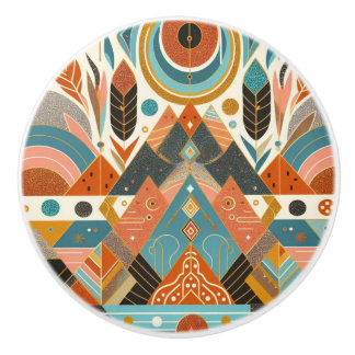 Pomo De Cerámica Patrón étnico tribal africano, multicolores tierra