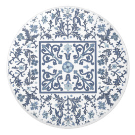 Pomo De Cerámica Patrón floral azul brillante