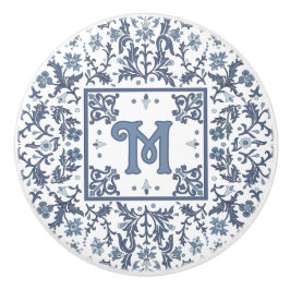 Pomo De Cerámica Patrón floral azul brillante personalizado