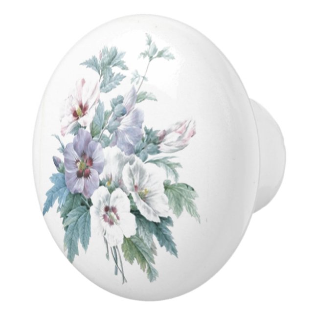 Pomo De Cerámica Patrón floral Bouquet del Rosa de Sharon Redouté (Derecha)