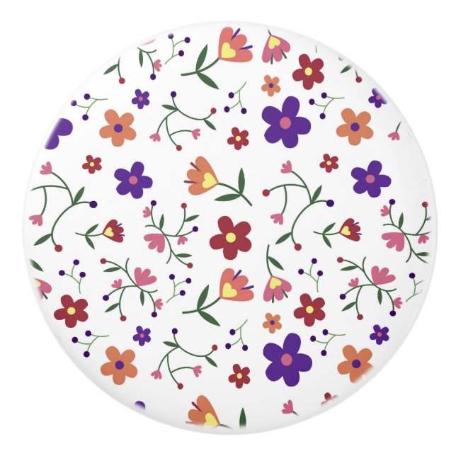 Pomo De Cerámica Patrón floral dibujado a mano (Anverso)