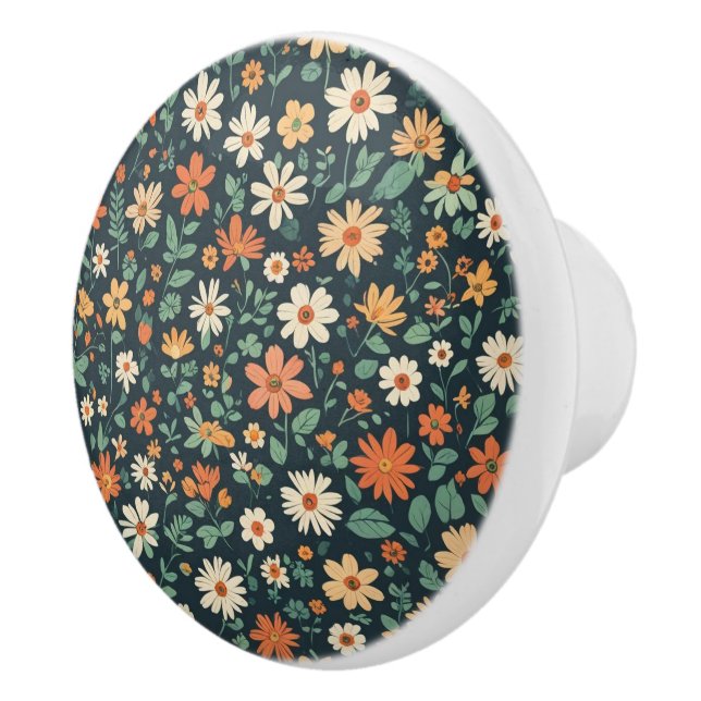 Pomo De Cerámica Patrón floral simple (Derecha)