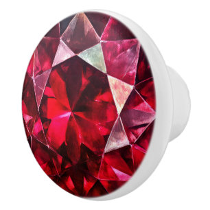 Pomo De Cerámica Patrón Gem de Ruby Rojo Profundo