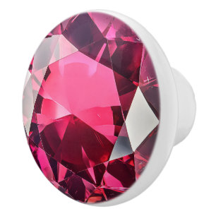 Pomo De Cerámica Patrón Gema Rojo Rosa Ruby