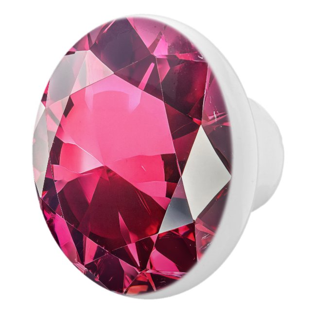 Pomo De Cerámica Patrón Gema Rojo Rosa Ruby (Derecha)
