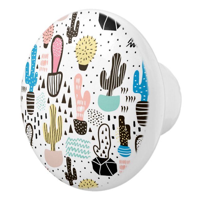 Pomo De Cerámica Patrón geométrico Cactus moderno (Derecha)