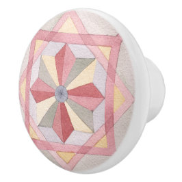 Pomo De Cerámica Patrón geométrico de acuarela colorida Floral rosa