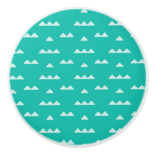 Pomo De Cerámica Patrón geométrico moderno Montañas azules y blanca