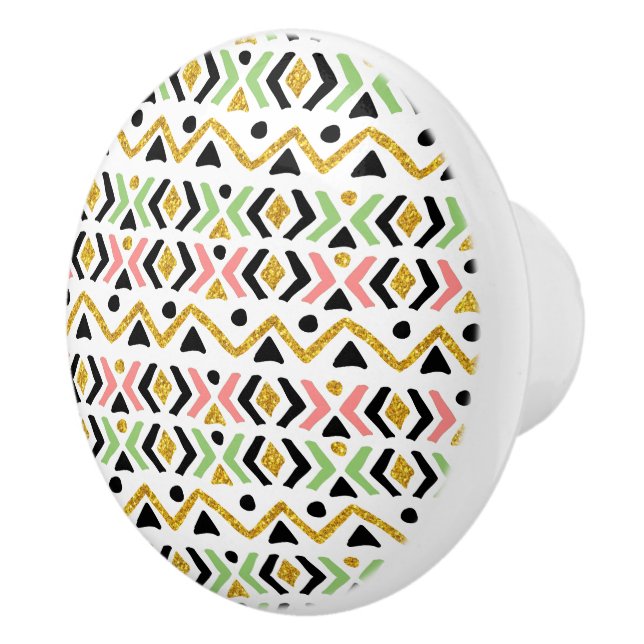 Pomo De Cerámica Patrón Geométrico Tribal Moderno de Estilo Humano (Derecha)