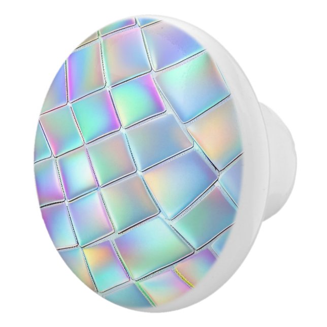 Pomo De Cerámica Patrón holográfico azul, verde y púrpura (Derecha)