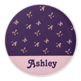 Pomo De Cerámica Patrón mariposa Hermoso animal rosa femenino