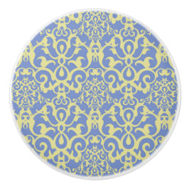 Pomo De Cerámica Patrón mediterráneo - Ornamento azul y amarillo