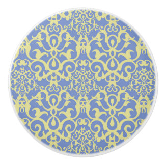 Pomo De Cerámica Patrón mediterráneo - Ornamento azul y amarillo