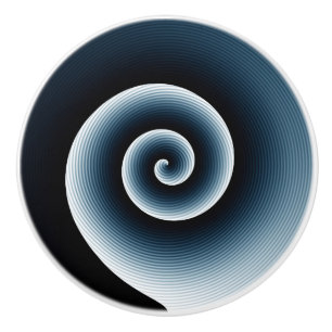 Pomo De Cerámica Patrón moderno de espiral azul prusiano