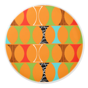 Pomo De Cerámica Patrón Naranja moderno de mediados del siglo