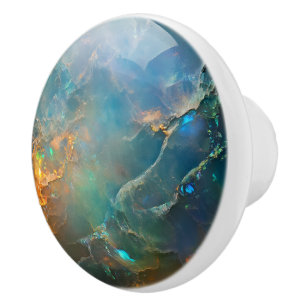 Pomo De Cerámica Patrón óptico azul Gemstone