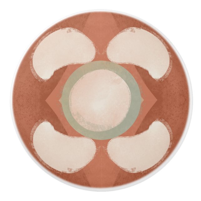 Pomo De Cerámica Patrón Orgánico Moderno De Mediados Del Siglo (Anverso)