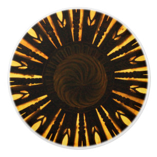 Pomo De Cerámica Patrón radial de explosión de sol amarillo