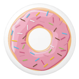 Pomo De Cerámica Patrón Retro Colorido de Donas Minimalista Fiesta 
