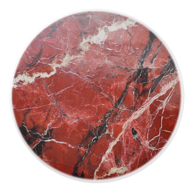 Pomo De Cerámica Patrón rojo natural de Marble (Anverso)