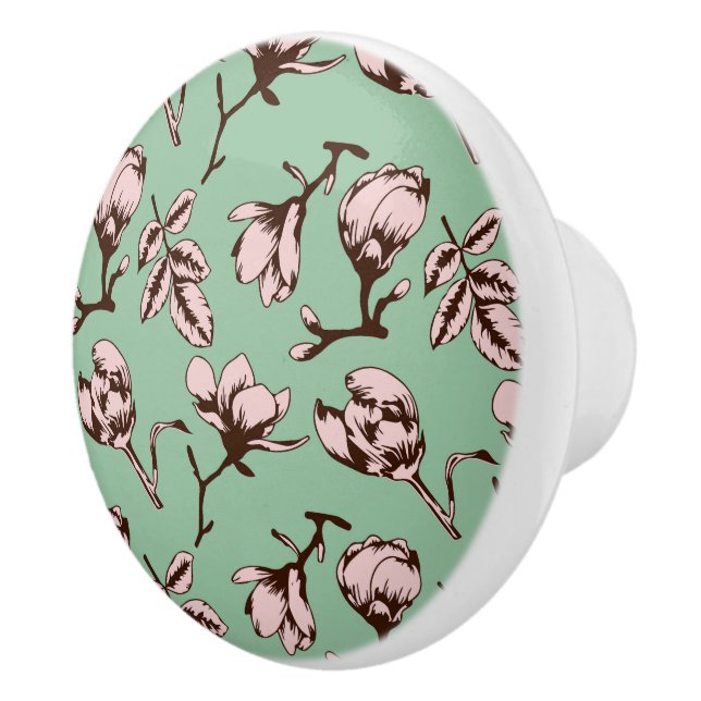 Pomo De Cerámica Patrón sin foco con brotes de flores de los árbole (Derecha)