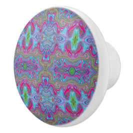 Pomo De Cerámica Patrón Trippy Multicolor Azul Cielo Ondulado