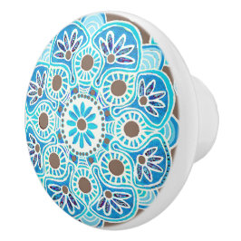 Pomo De Cerámica Patrón turquesa y marrón Knob cerámico