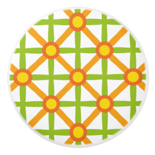 Pomo De Cerámica Patrón verde y amarillo inspirado en el Naranja re