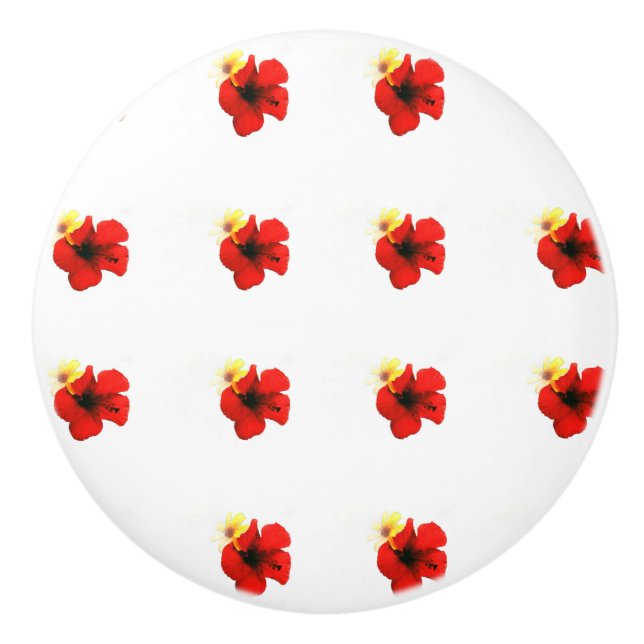 POMO DE CERÁMICA PATRONES DE FLORES ROJOS POPPY (Anverso)