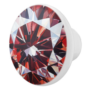 Pomo De Cerámica Patrulla de Diamantes de Cristal Rojo