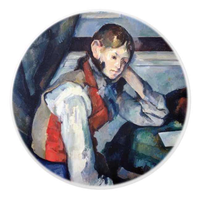 Pomo De Cerámica Paul Cezanne - Niño en el chaleco rojo (Anverso)