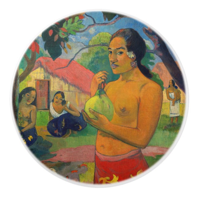 Pomo De Cerámica Paul Gauguin - Mujer sosteniendo un fruto (Anverso)