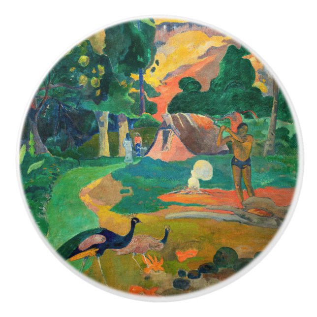 Pomo De Cerámica Paul Gauguin - Paisaje con Peacocks / Matamoe (Anverso)