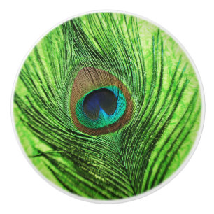 Pomo De Cerámica Pavo real de la verde lima