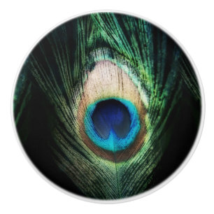 Pomo De Cerámica Pavo real negro imponente