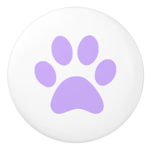 Pomo De Cerámica Pawprint púrpura de la impresión de la pata de l