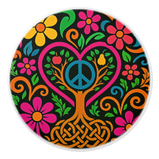 Pomo De Cerámica Paz y Amor