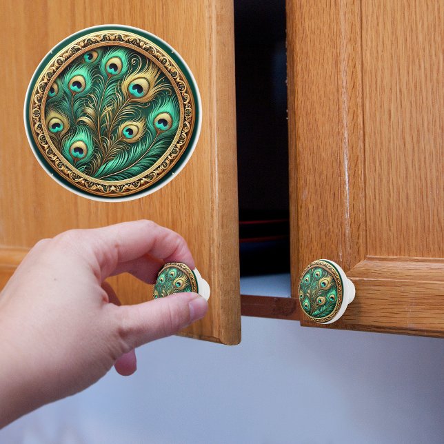 Pomo De Cerámica Peacock Feathers (Subido por el creador)