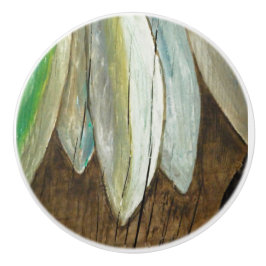 Pomo De Cerámica Peces en madera