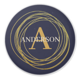 Pomo De Cerámica Pechos de cerámica personalizar - Círculos dorados