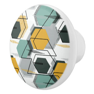 Pomo De Cerámica Peines de miel. Patrón geométrico abstracto.1