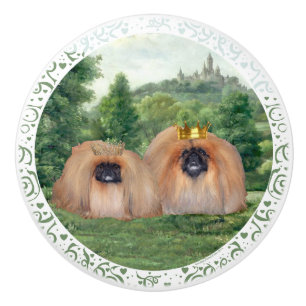 Pomo De Cerámica Pekinés Rey y Reina