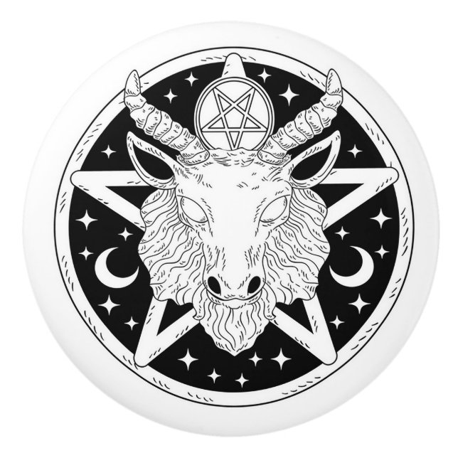 Pomo De Cerámica Pentagram and Goat Design (Anverso)