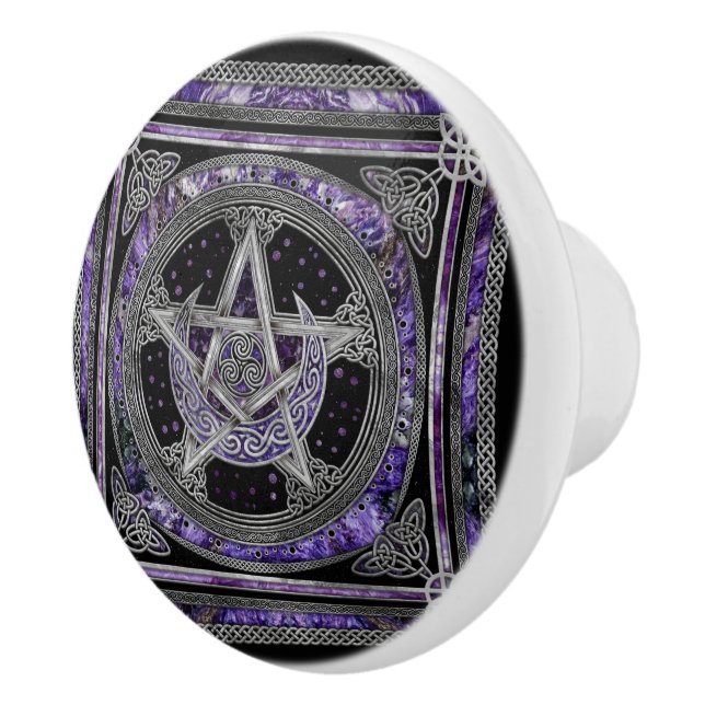 Pomo De Cerámica Pentagram Triskelion Amethyst Moon (Derecha)