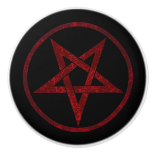Pomo De Cerámica Pentagrama del Diablo Rojo